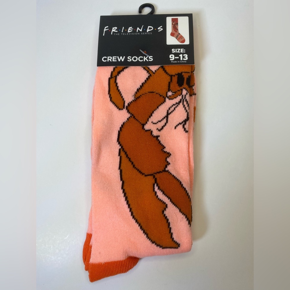 FRIENDS (YOUR MY LOBSTER)🦞 Pink & Orange Crew Socks Size 9-13